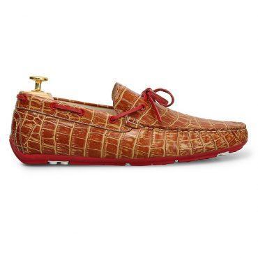 Giày nam giả vân da cá sấu viền xỏ dây GNLA55298-3-N