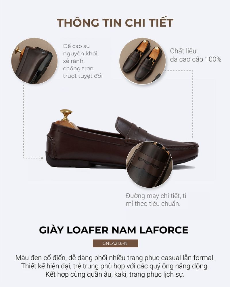Giày lười cao cấp cho nam GNLA21.6-N