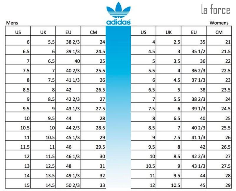 Bảng Size giày Adidas Nam, Nữ, Trẻ em Nhật, Hàn, US UK Update