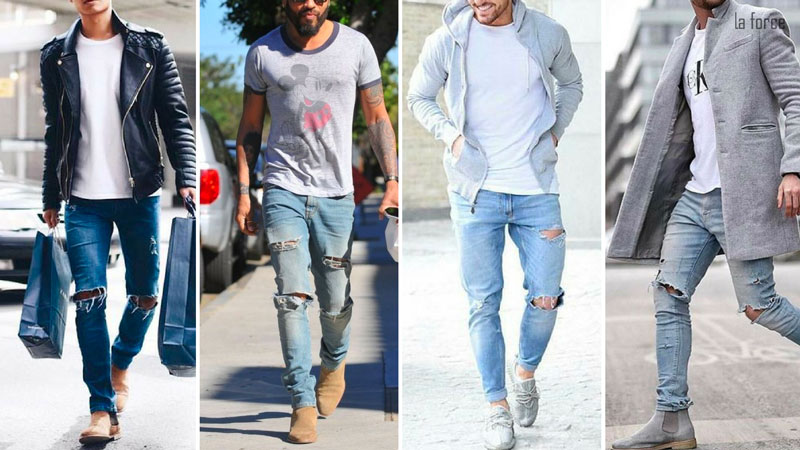 7 cách phối đồ với quần Jean rách gối nam đẹp thời trang nhất