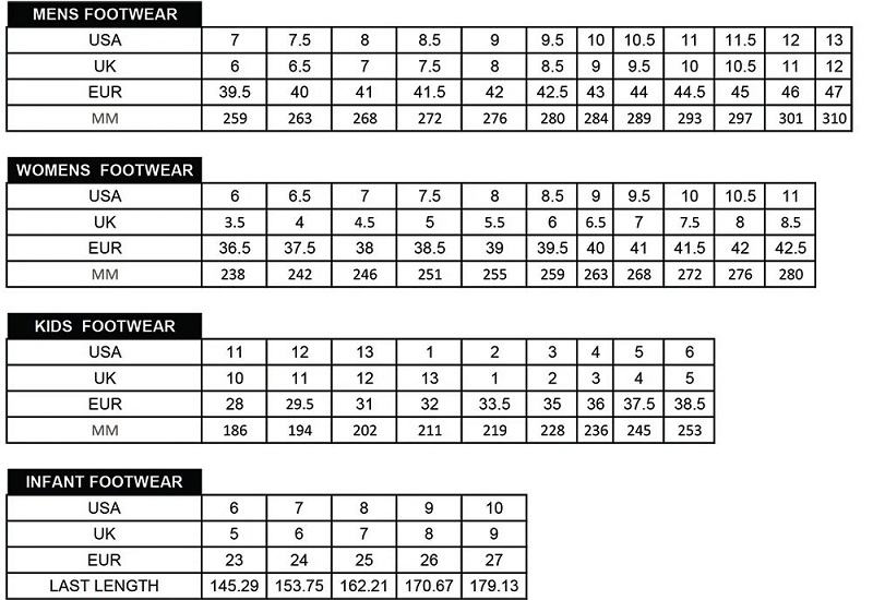 Fila korea store size chart